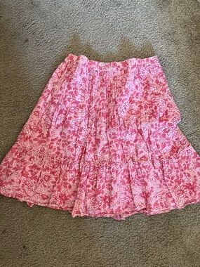 GAP Pink Floral Tiered Circle Skirt